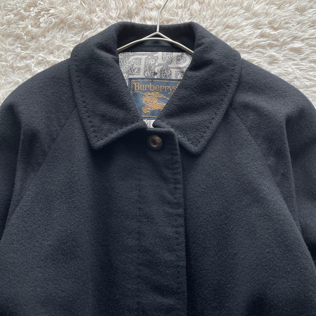 【美品】バーバリー チェスターコート 金タグ マキシ丈 カシミヤ シルク 黒