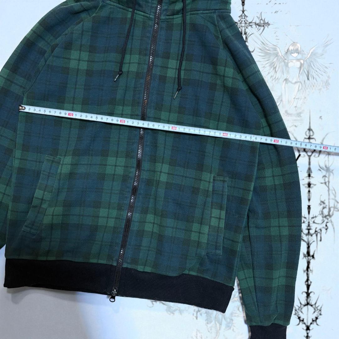 平成ギャル y2k 緑チェック ハイネック Wジップ フェアリーグランジ ロック