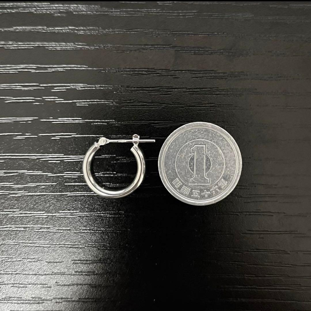 K14 14金 ホワイトゴールド フープピアス2mm×15mm