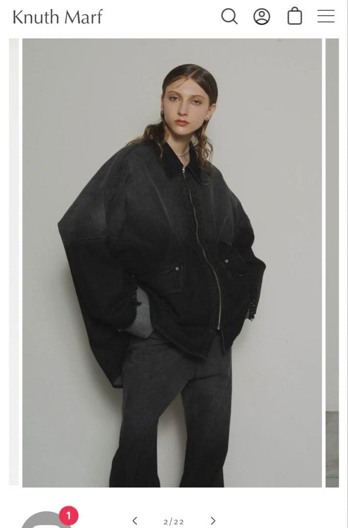 ◉送料無料　knuth marf デニムオーバーシャツジャケット　ブラックS