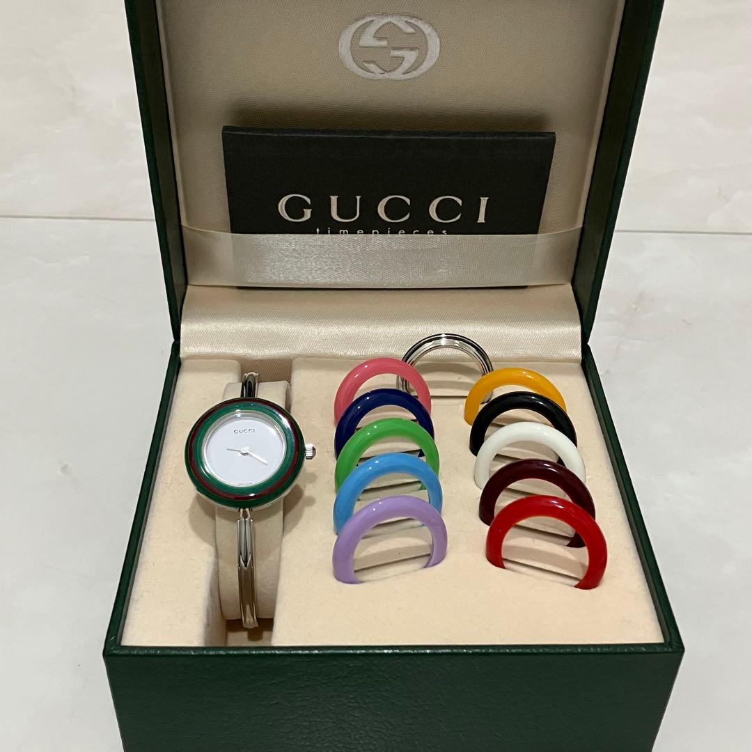 美品 GUCCI グッチ チェンジベゼル シルバー レディース 腕時計 稼働品