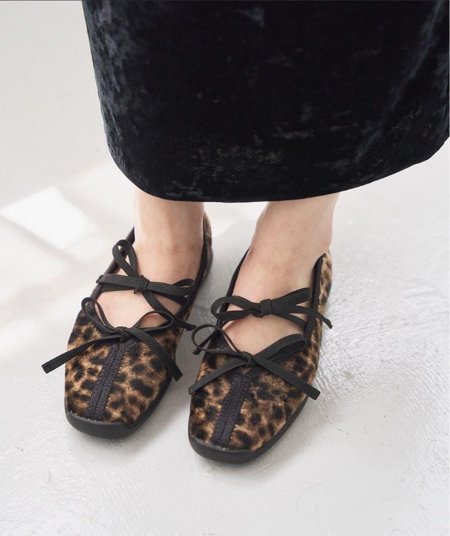 LE TALON Lダブルリボンバレリーナ　ブラウン系その他（レオパード）