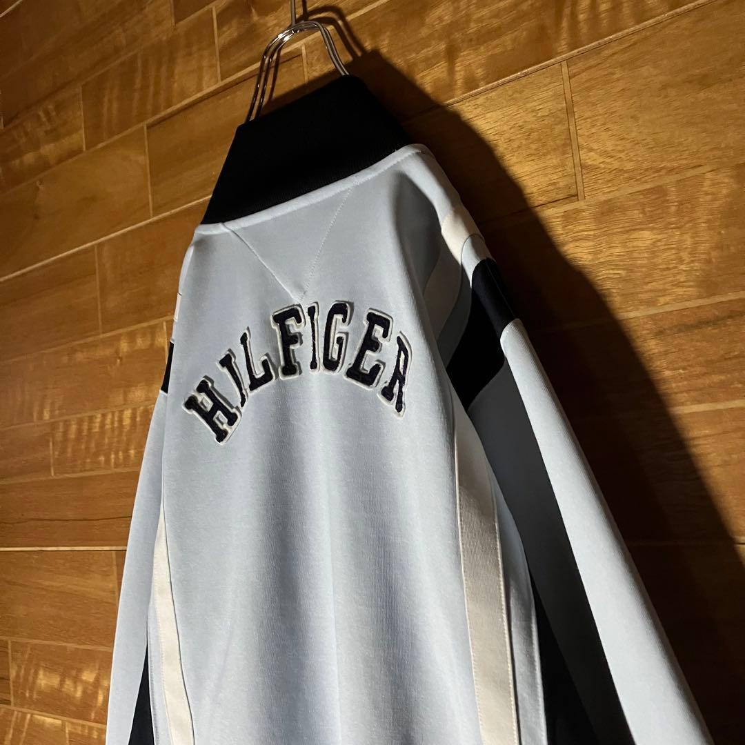 トミーヒルフィガー　トラックジャケット　ジャージ　水色　ネイビー　刺繍　L〜XL