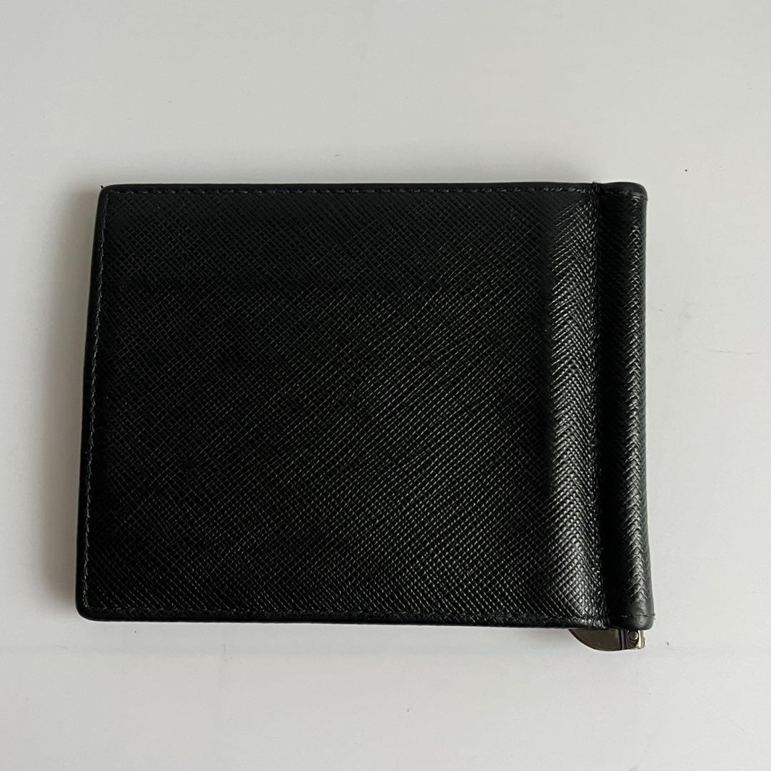 ✨極美品✨　PRADA マネークリップ　サフィアーノ　レザー　黒　ICタグ