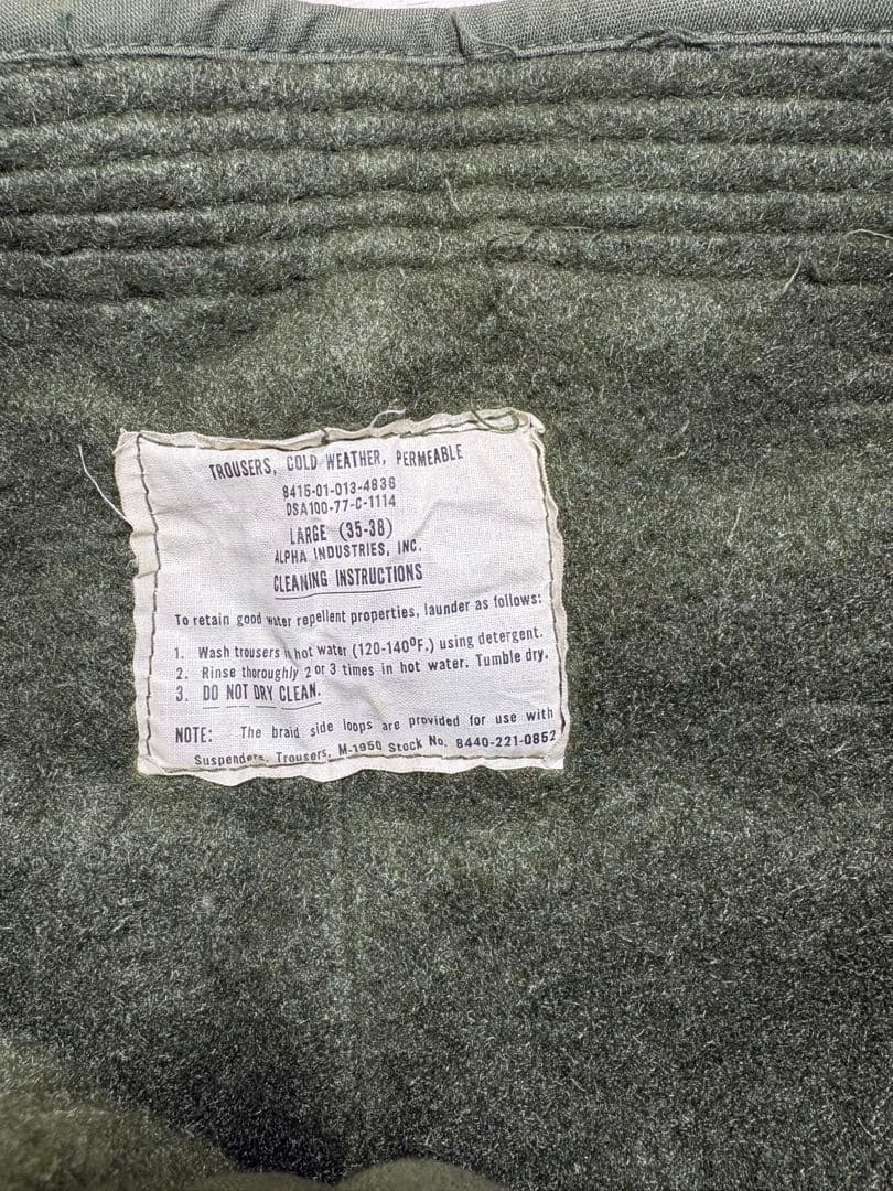 値下げ！アメリカ軍 U.S NAVY A-2 コールドウェザー デッキパンツ　L