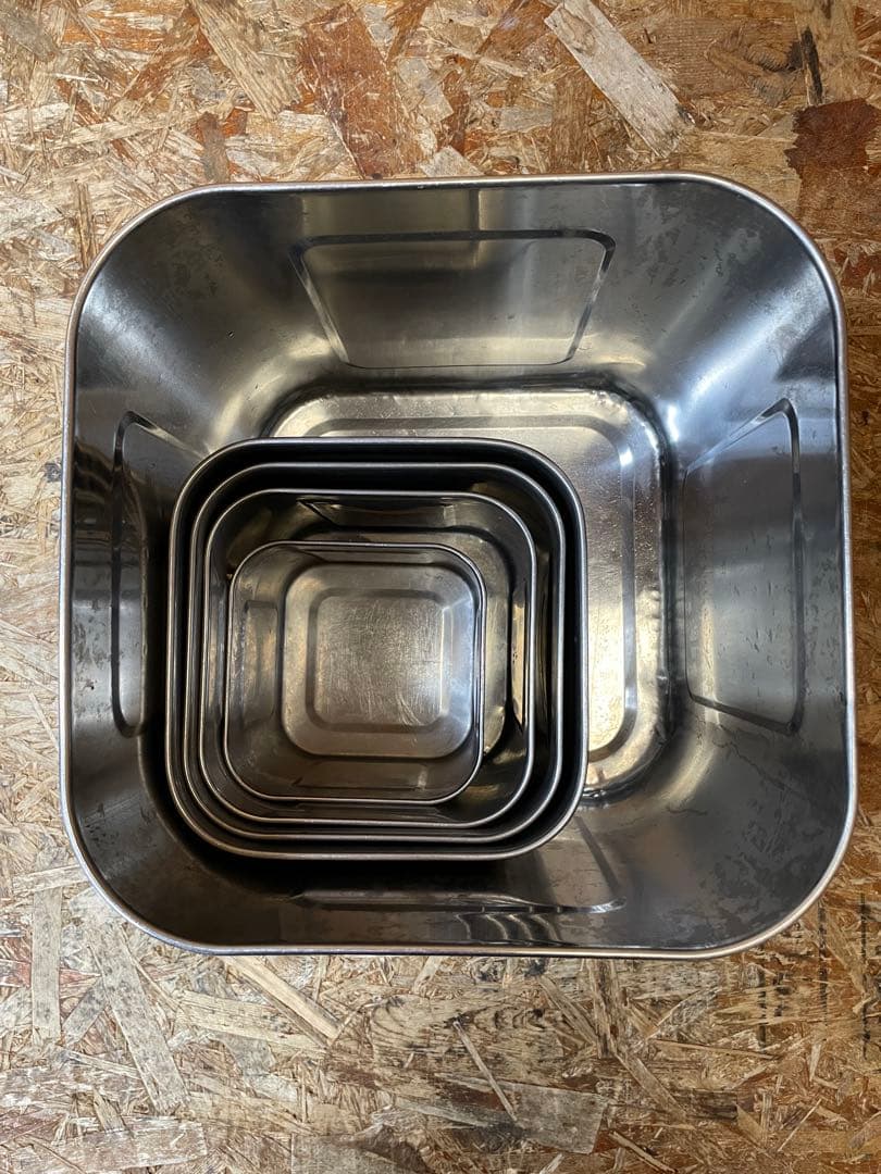 C(7588) ユキワ 深型 角キッチンポット 5個 ステンレス 業務用 厨房用