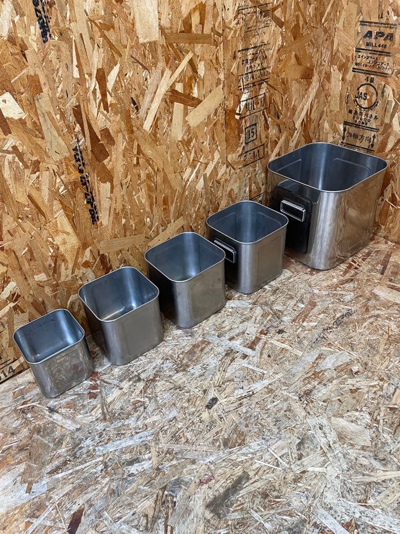 C(7588) ユキワ 深型 角キッチンポット 5個 ステンレス 業務用 厨房用