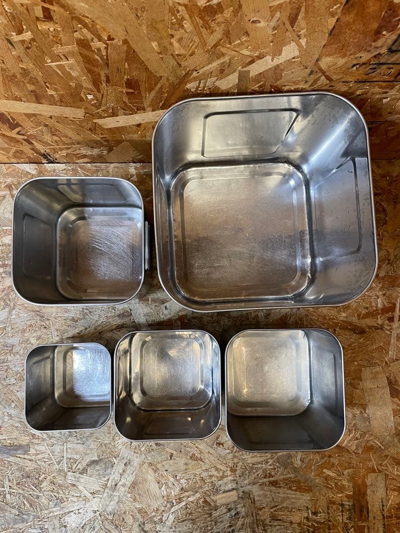 C(7588) ユキワ 深型 角キッチンポット 5個 ステンレス 業務用 厨房用