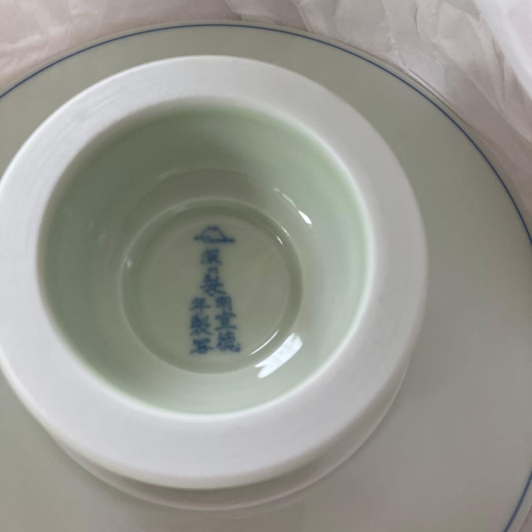 深川製磁 高級　明宣徳年製写印 瑠璃地 草花折枝白抜紋 白花紋 菓子盤 高台珍し