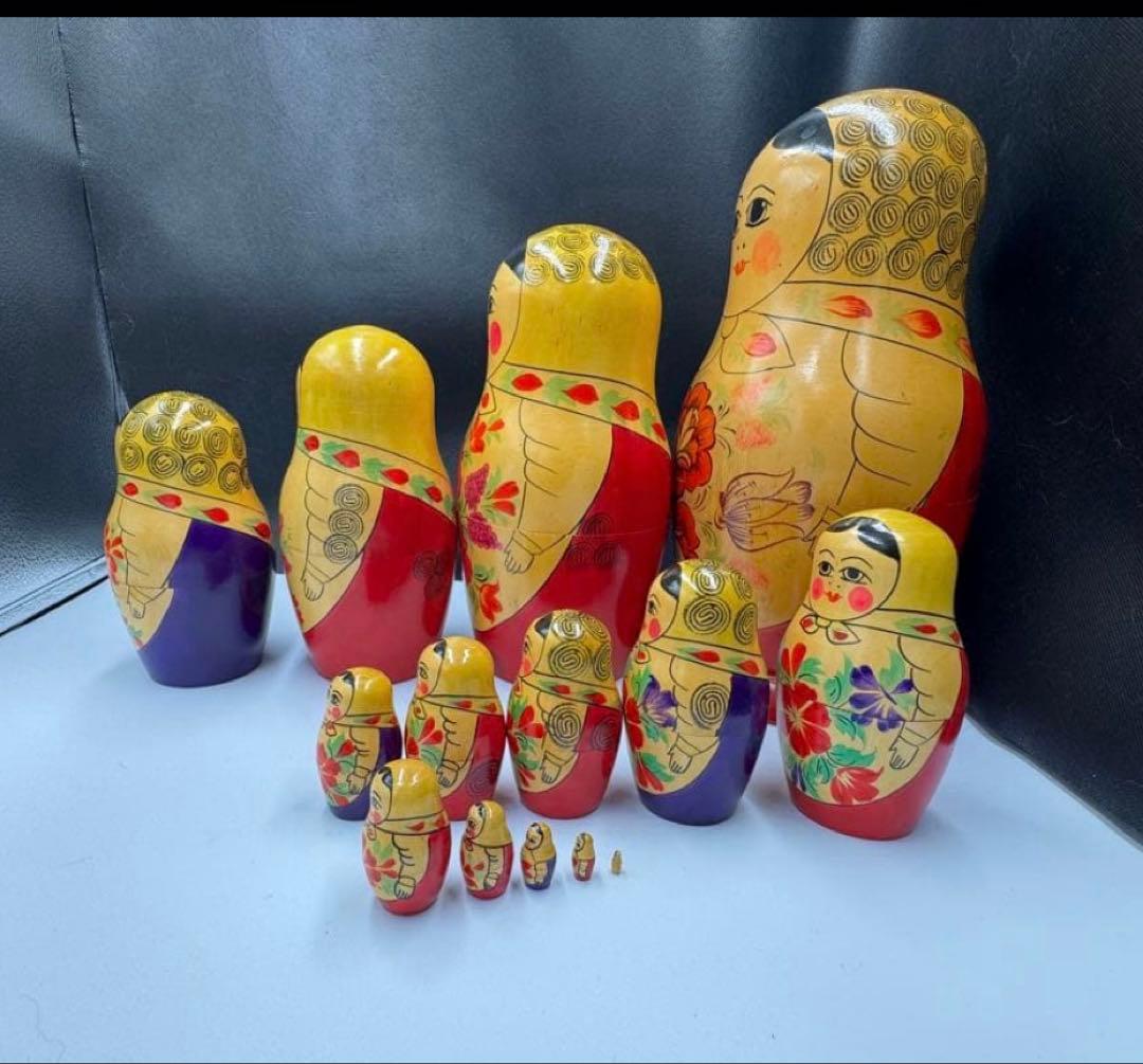 出品終了‼️ソビエト　アンティーク　セミョーノフ社、巨大なマトリョーシカ　14組