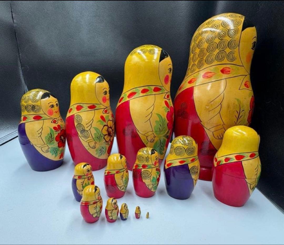 出品終了‼️ソビエト　アンティーク　セミョーノフ社、巨大なマトリョーシカ　14組