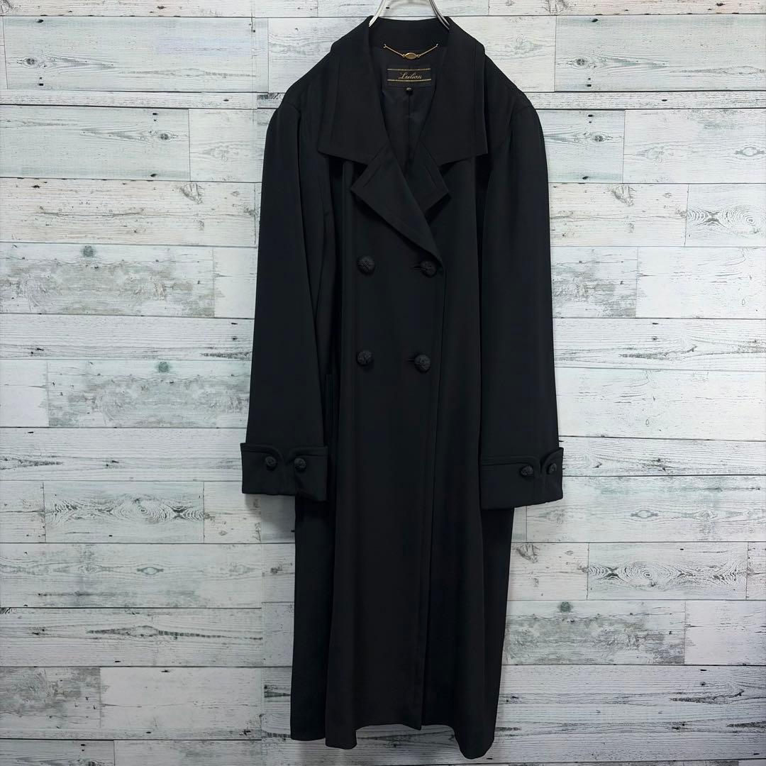 ☆大きいサイズ・13＋☆レリアン　ダブルコート　ロングコート　装飾ボタン　シルク
