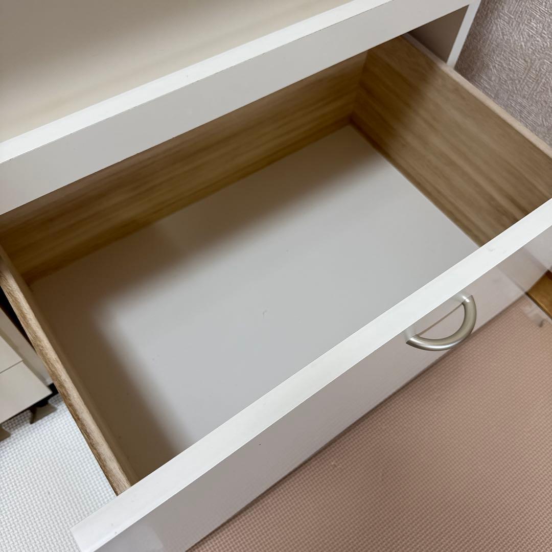 キッチンカウンター　ホワイト　引き出し　コンセント付き【引き取り限定】