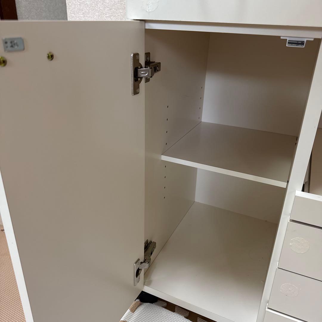 キッチンカウンター　ホワイト　引き出し　コンセント付き【引き取り限定】