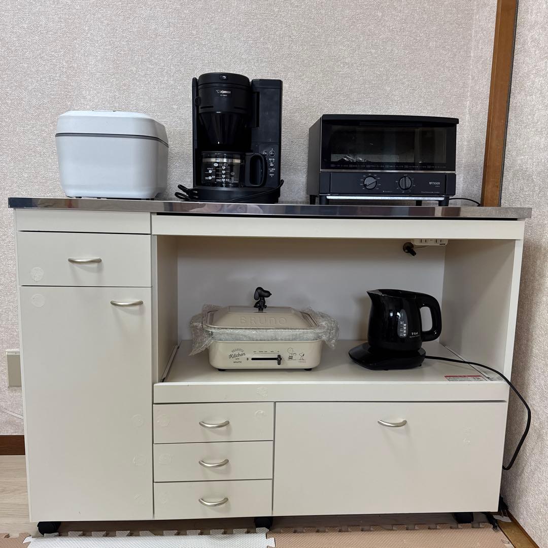 キッチンカウンター　ホワイト　引き出し　コンセント付き【引き取り限定】