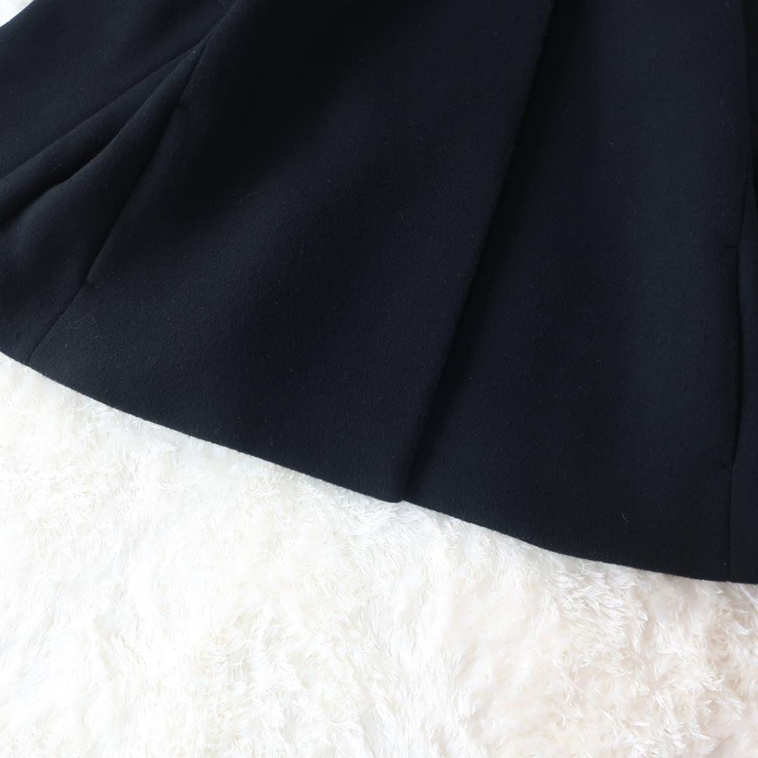 アンタイトル ウール ノーカラーショートコート シンプル 大きいサイズ 黒 42