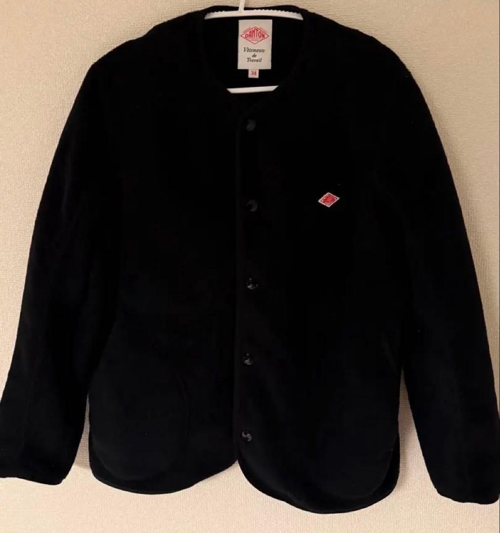 DANTON ブラック ノーカラージャケット 34