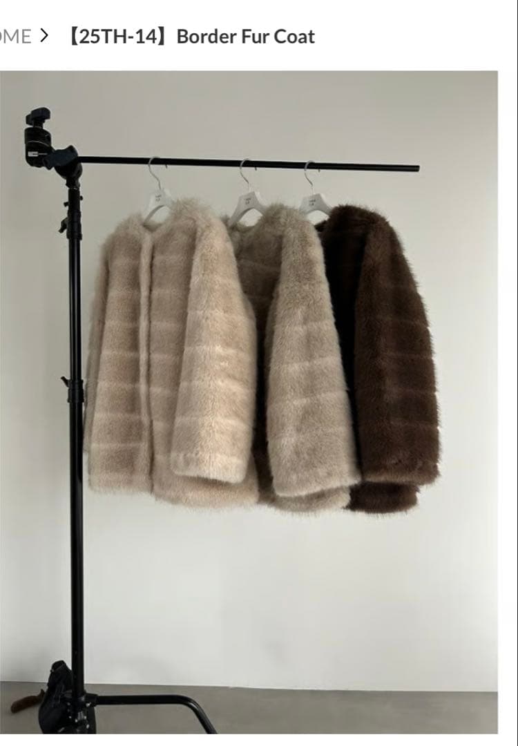 THINKFUR Border Fur Coat アイボリー【25TH-14】