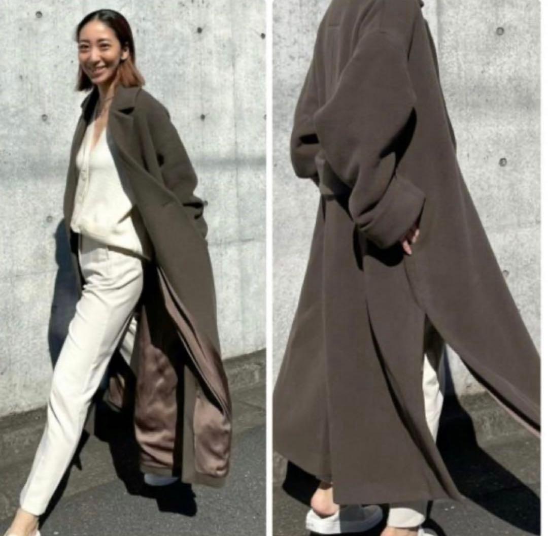 ケイシラハタ ボリュームコート ロング オーバーサイズ バックベルト イタリア