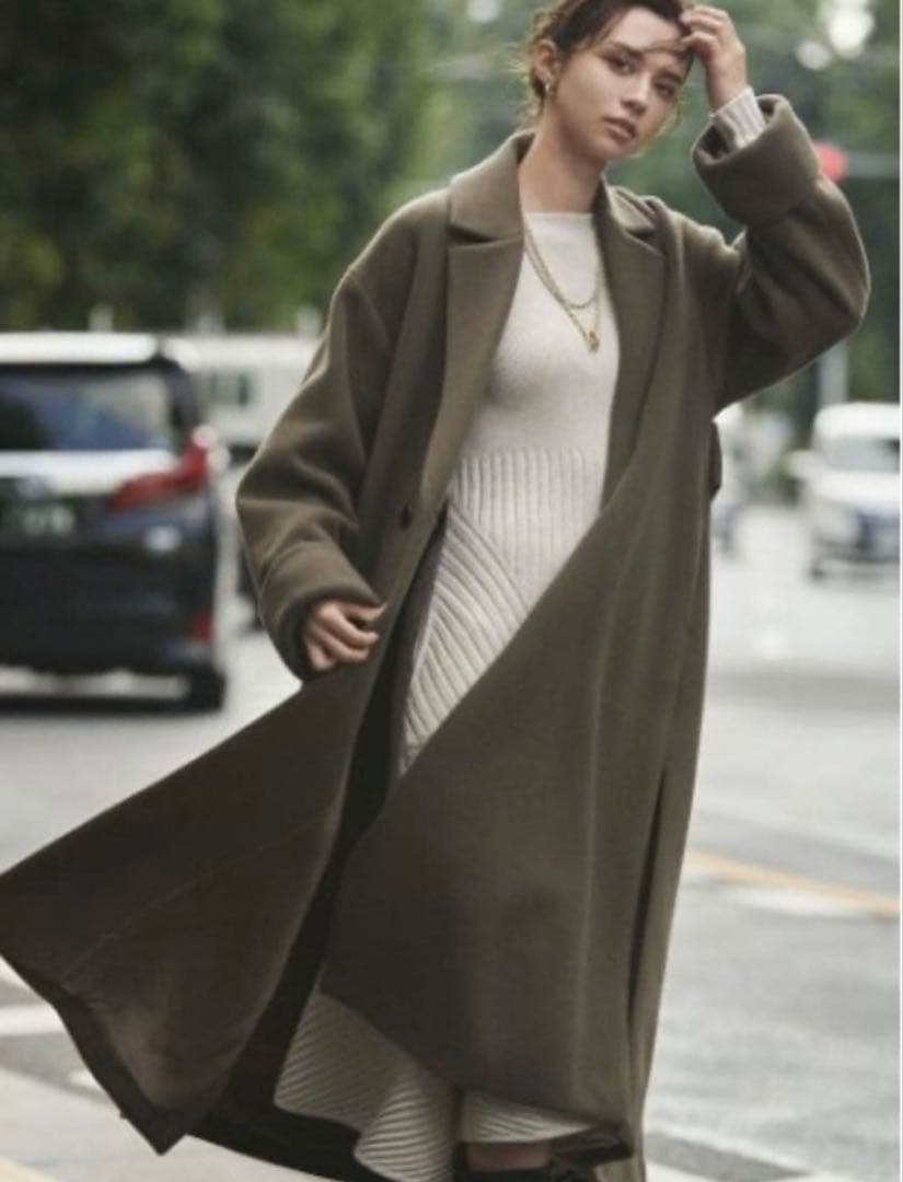 ケイシラハタ ボリュームコート ロング オーバーサイズ バックベルト イタリア