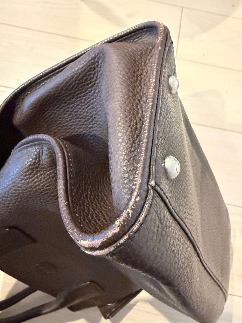 TOD'Sダークブラウン レザー トートバッグ