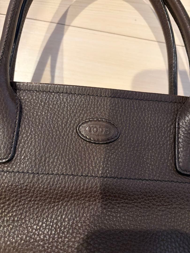 TOD'Sダークブラウン レザー トートバッグ