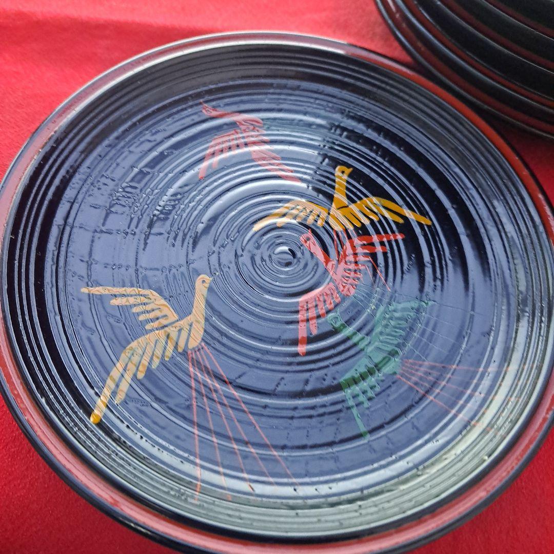 【平安表派 川瀬表完作 佐野長寛写 変絵 銘々皿×10客】天然木製　未使用/長期