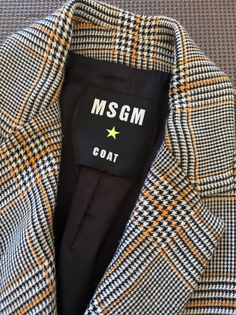 MSGM チェックフリルデザインチェスターコート　38