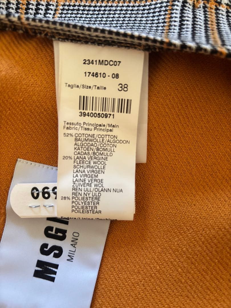 MSGM チェックフリルデザインチェスターコート　38