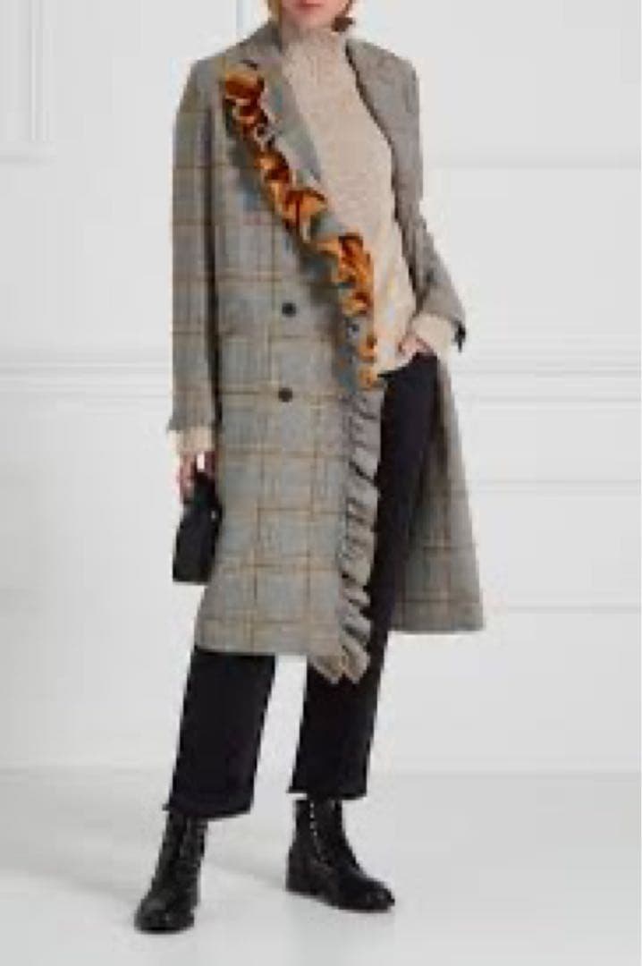 MSGM チェックフリルデザインチェスターコート　38