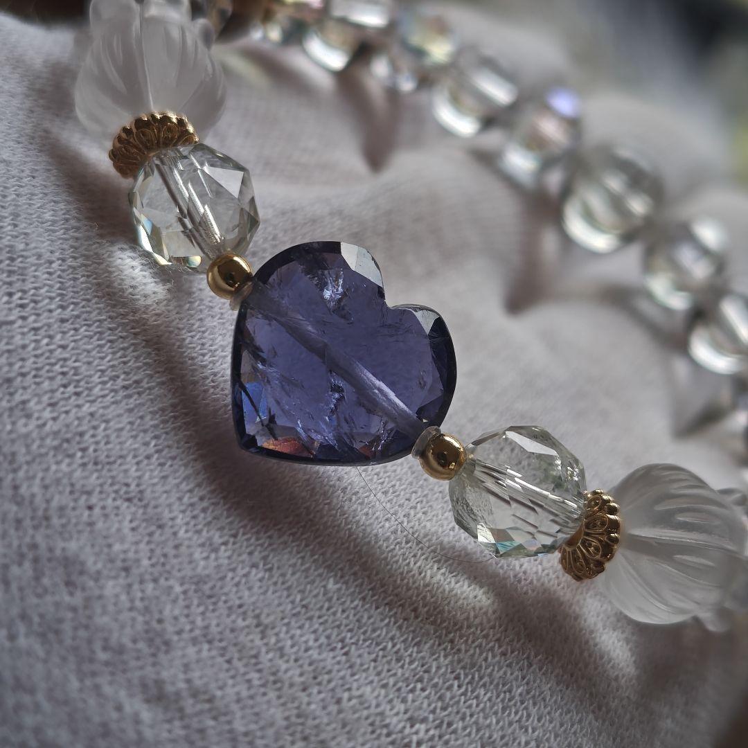 みゆ様♡専用です♡新作♡水ブレス✩宝石質アイオライト♡オーソクレース、グリーンア