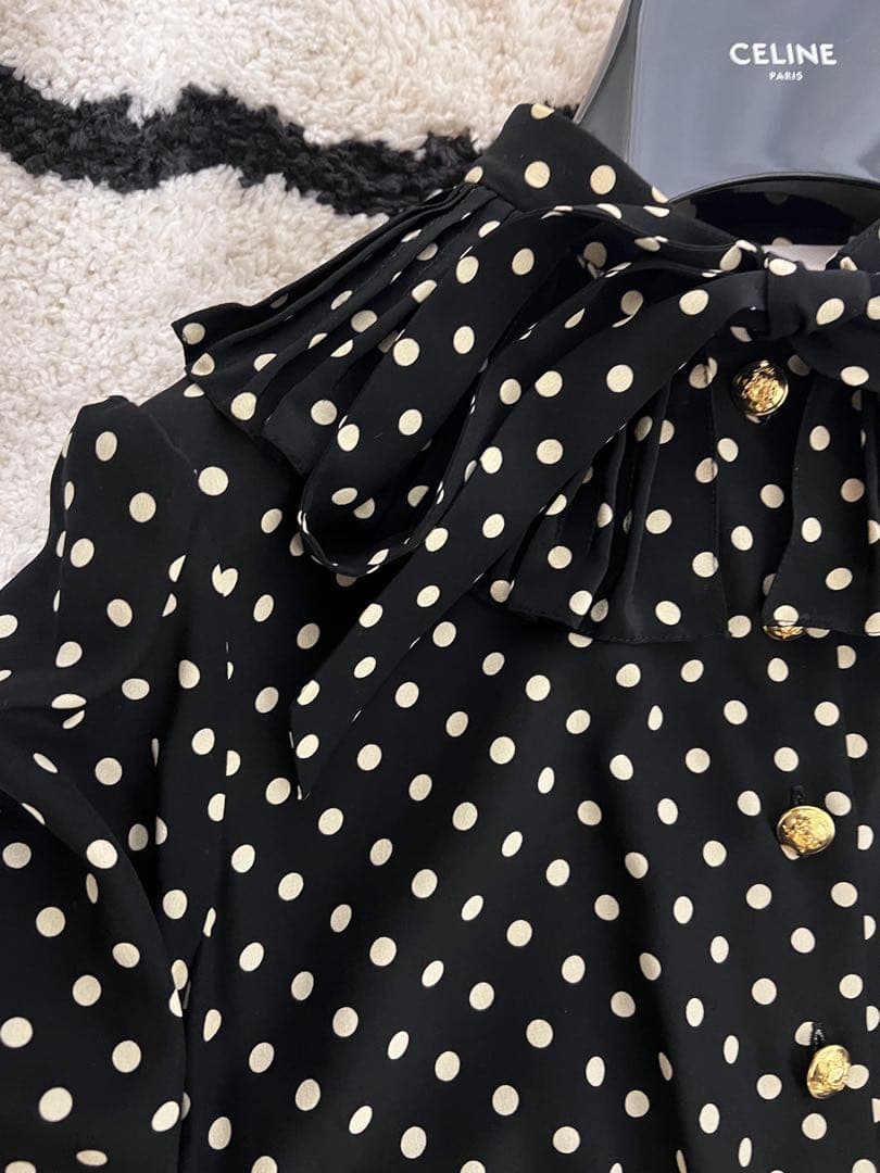 CELINE ドット柄ワンピース