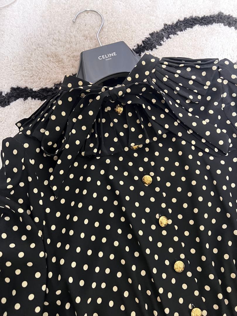 CELINE ドット柄ワンピース