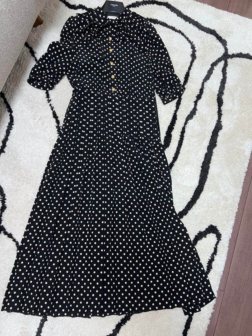 CELINE ドット柄ワンピース
