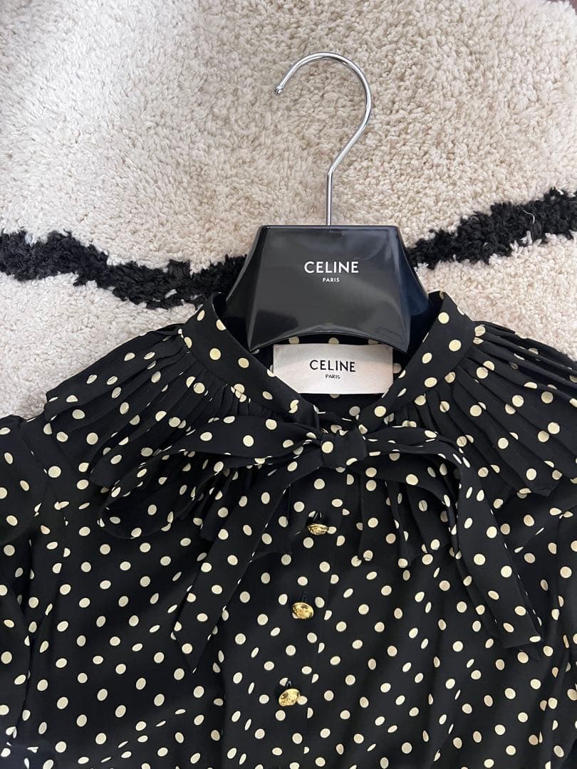 CELINE ドット柄ワンピース
