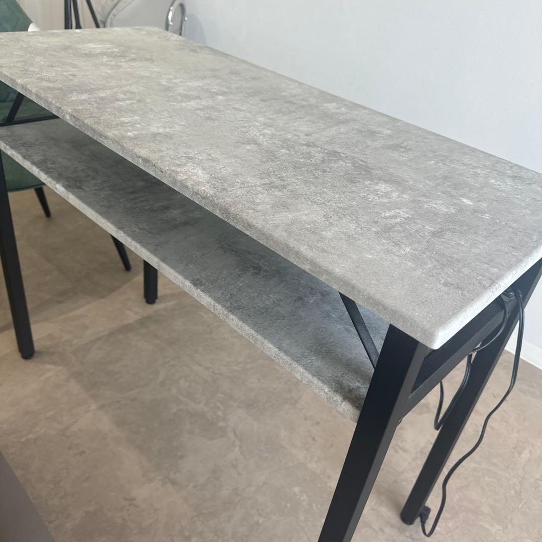 TAT ネイルテーブル　グレー合成石モダンテーブル 2段棚付き