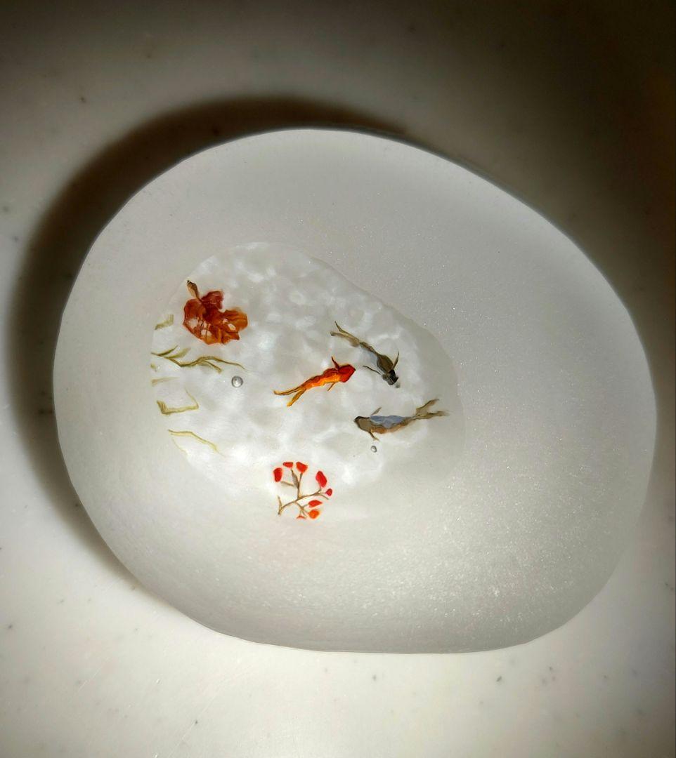 久保裕子＊石文鎮＊池文鎮＊ペーパーウェイト＊ガラス＊オブジェ