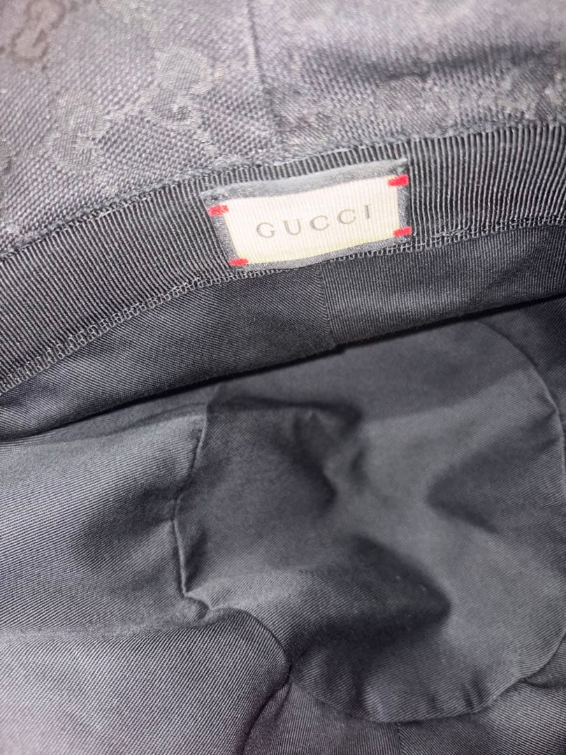 GUCCI グッチ バケットハット バケハ GG柄 ブラックゴールドロゴ 正規品