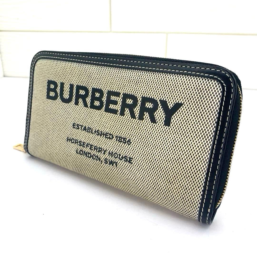 BURBERRY バーバリー ホースフェリープリント ラウンドジップ長財布