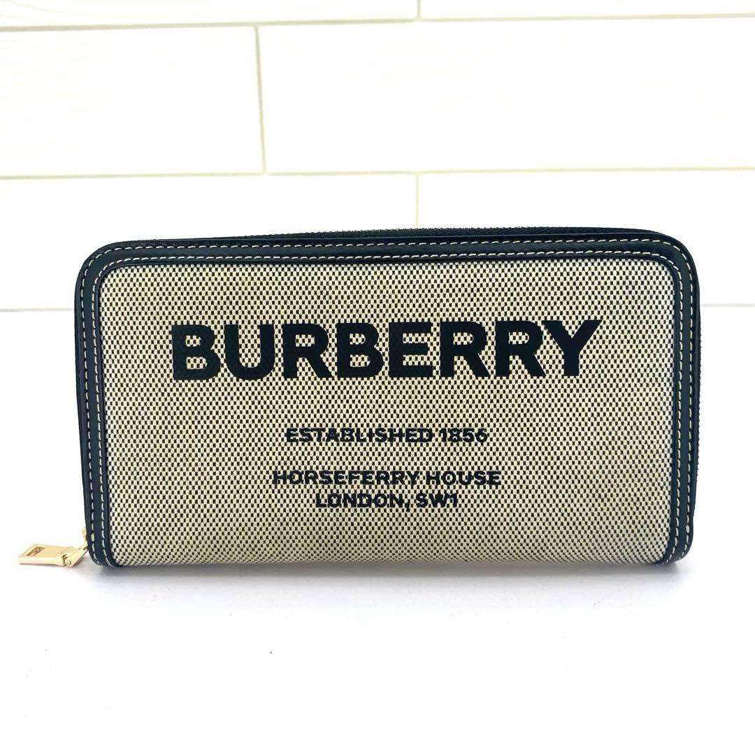 BURBERRY バーバリー ホースフェリープリント ラウンドジップ長財布