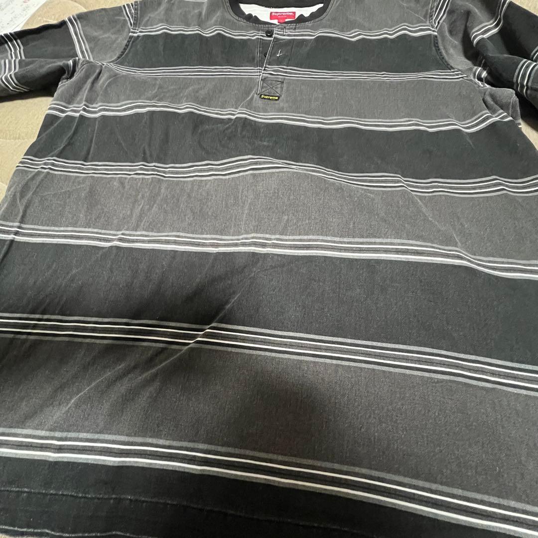 【即完売モデル】Supreme ヘンリーネック ボーダー ロンT Lサイズ