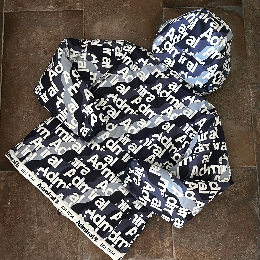 ADMIRAL GOLF ボトムロゴ 軽量パデッド　フーデッドジャケット　総柄