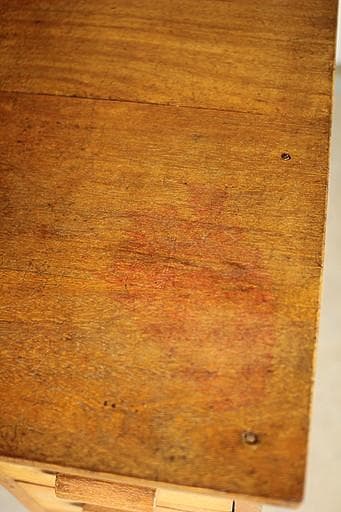 古い木製の片袖机　小引き出し6杯　ワークデスク　作業台　引き出し　古家具