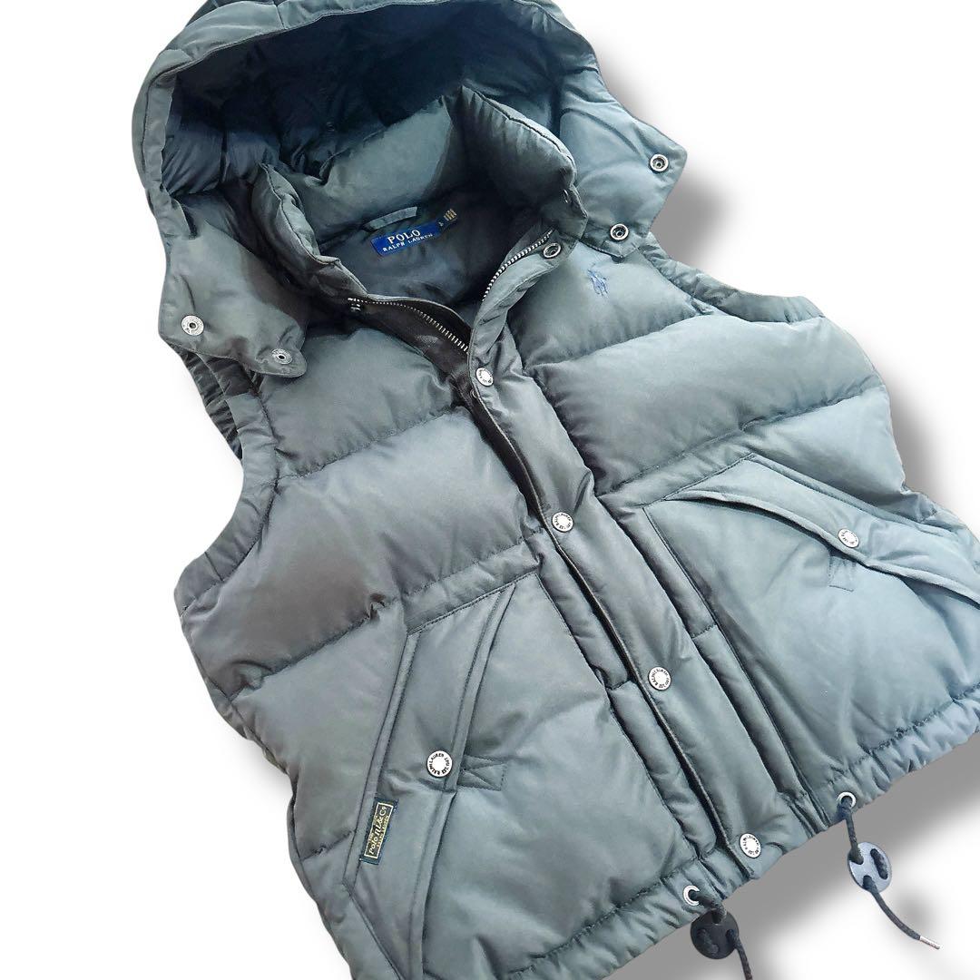 未使用級 ポロラルフローレン クラシカル ダウンベスト ポニー刺繍 ネイビー L