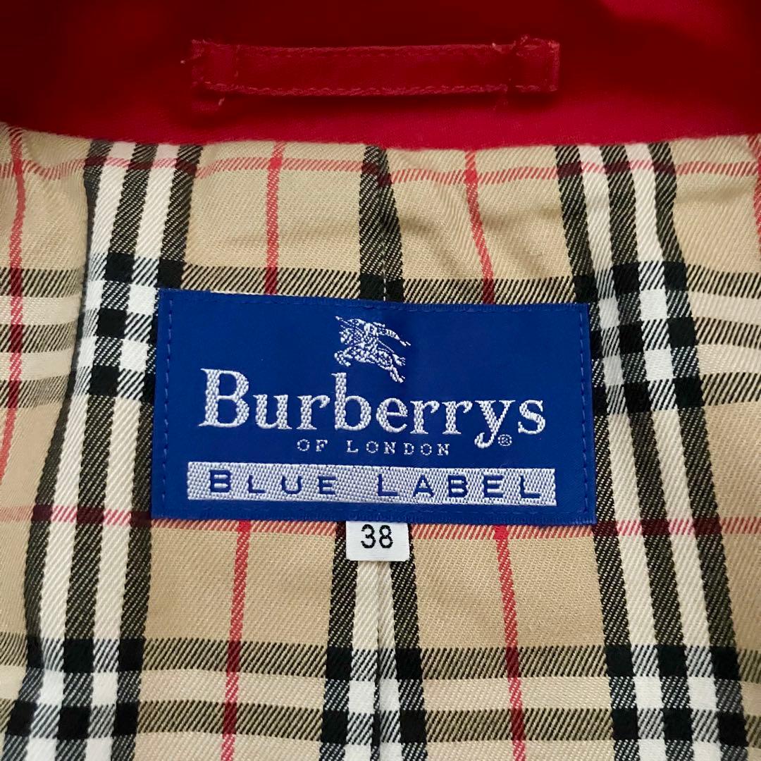 [美品]バーバリーブルーレーベル　トレンチコート　ベルト　裏ノバチェック　レッド