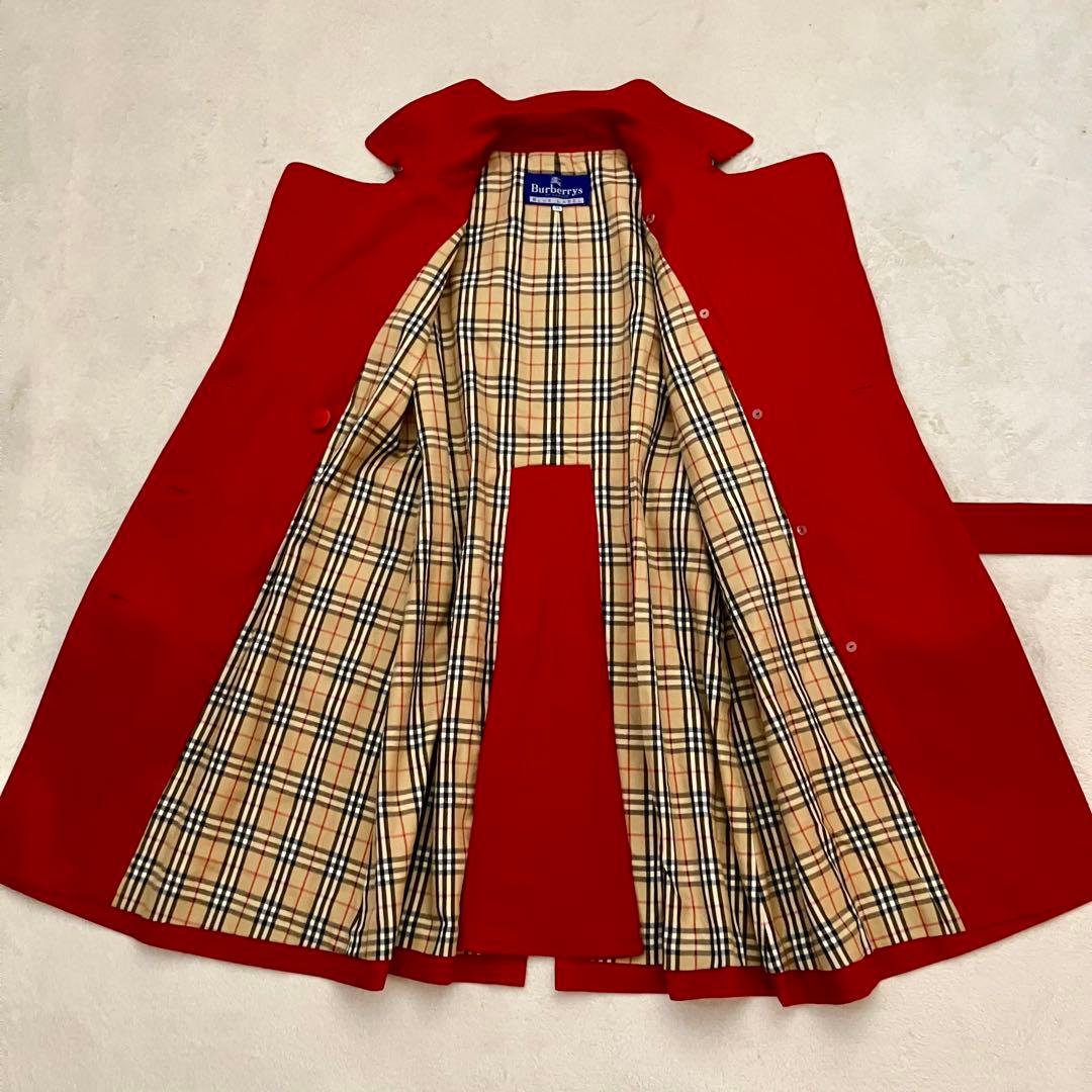 [美品]バーバリーブルーレーベル　トレンチコート　ベルト　裏ノバチェック　レッド
