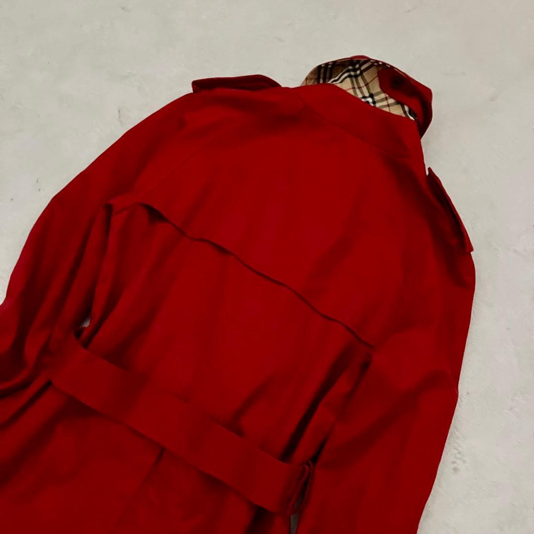 [美品]バーバリーブルーレーベル　トレンチコート　ベルト　裏ノバチェック　レッド