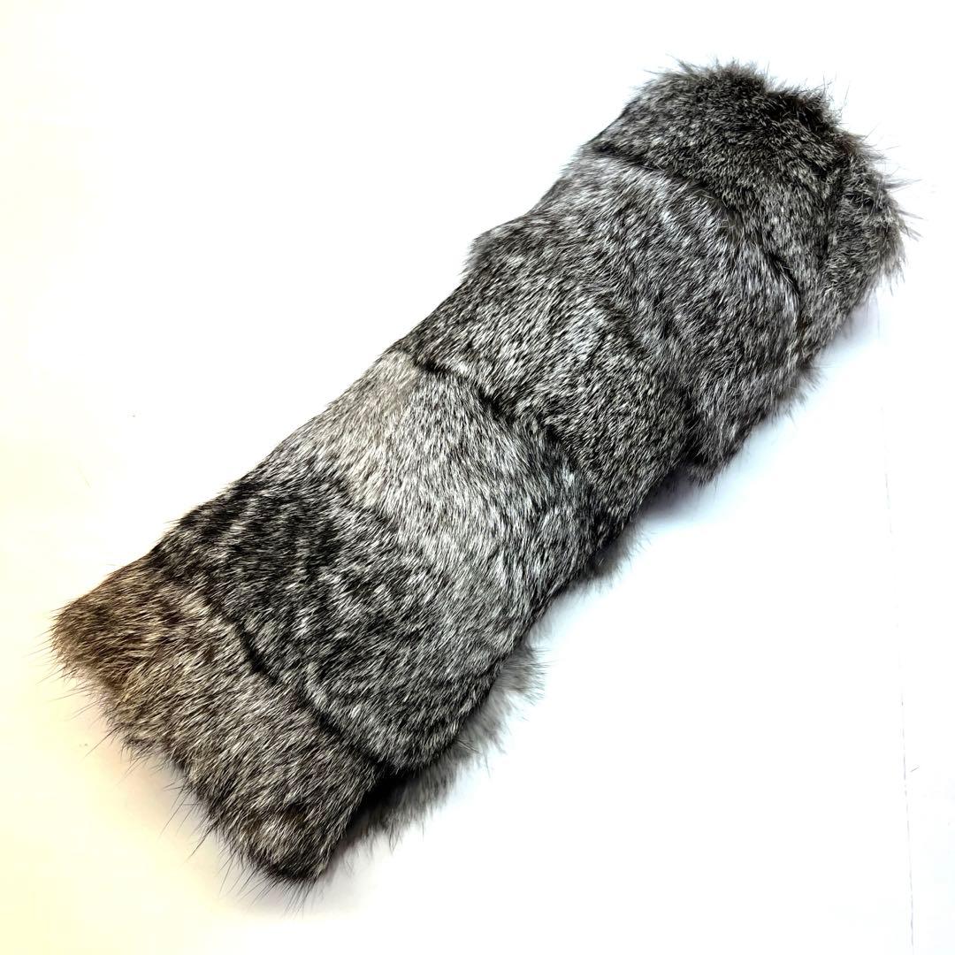 ラビットファー　牛革　カーミットチェア　毛皮敷物　マット　登山　座布団　2枚