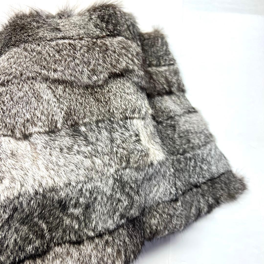 ラビットファー　牛革　カーミットチェア　毛皮敷物　マット　登山　座布団　2枚