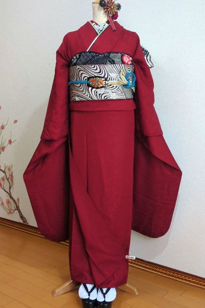 ♦翌日発送♦ 振袖 完全 フルセット 成人式 無地 正絹 赤